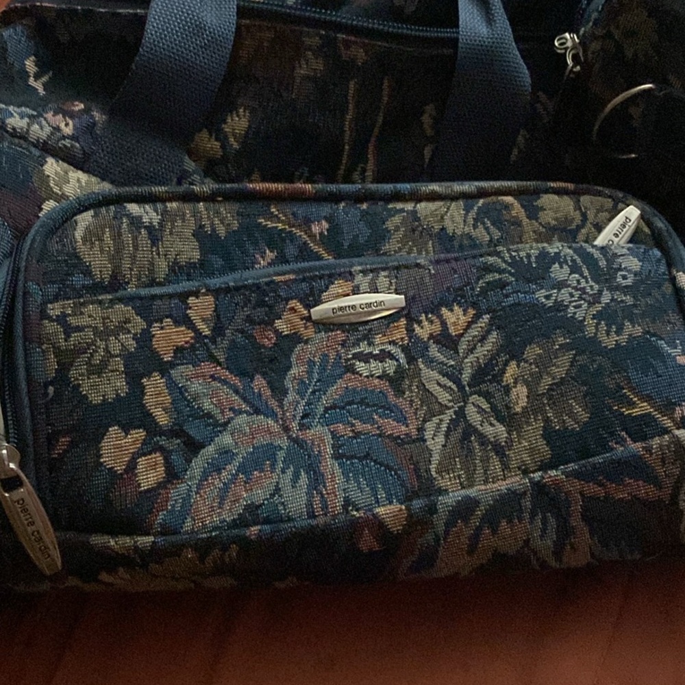 Pierre Cardin Navy and Gold Floral Bag
